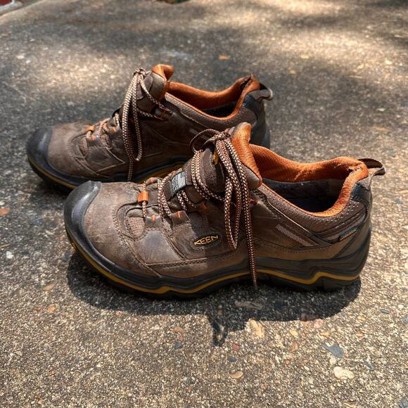 Keen Durand Low Top Shoes Mens 11.5 Brown Leather Waterproof Hiking Trail Boots
